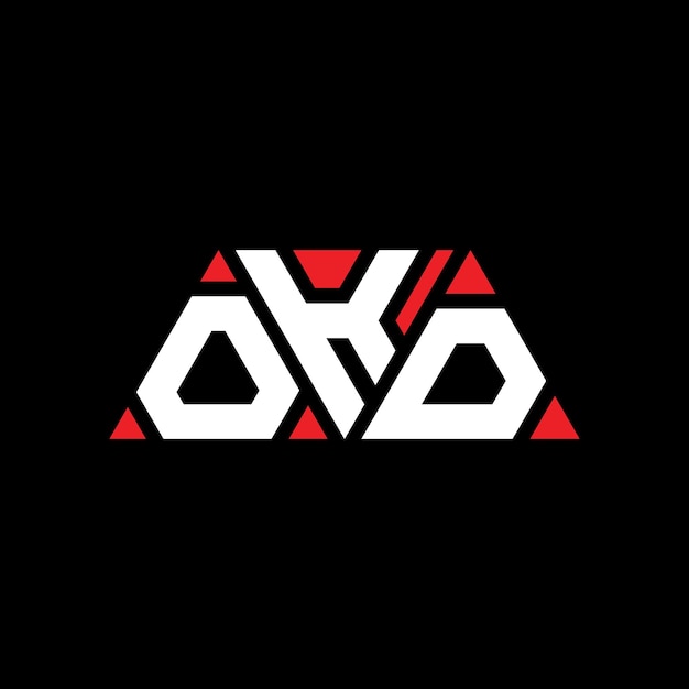 Vettore okd triangolo lettera logo design con forma triangolare okd logo triangolo design monogramma okd modello di logo vettoriale triangolo con colore rosso okd logo triangolare semplice elegante e lussuoso logo okd