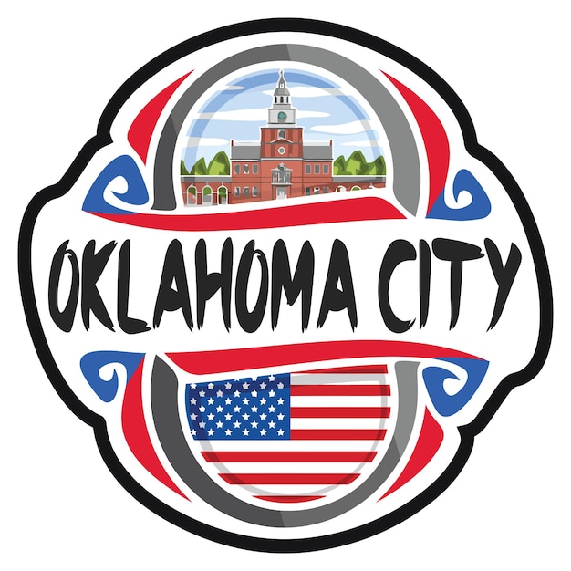 Oklahoma city usa bandiera degli stati uniti souvenir di viaggio skyline landmark logo badge timbro seal emblem