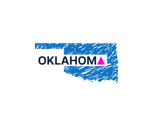 Oklahoma map doodle logo design template