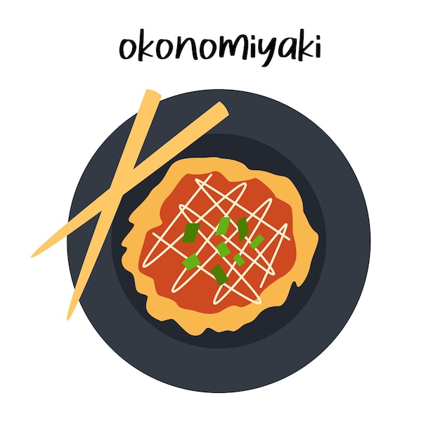 Okonomiyaki pancake o pizza in stile giapponese cibo tradizionale giapponese popolare