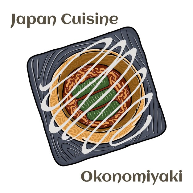 Okonomiyaki japanse pannenkoeken of pizza populaire japanse traditionele gerechten