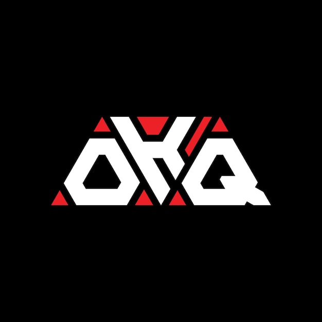 Вектор okq треугольная буква дизайн логотипа с треугольной формой okq триугольная конструкция логотипа монограмма okq трехугольный вектор логотипа шаблон с красным цветом okq трехкутный логотип простой элегантный и роскошный логотип okq