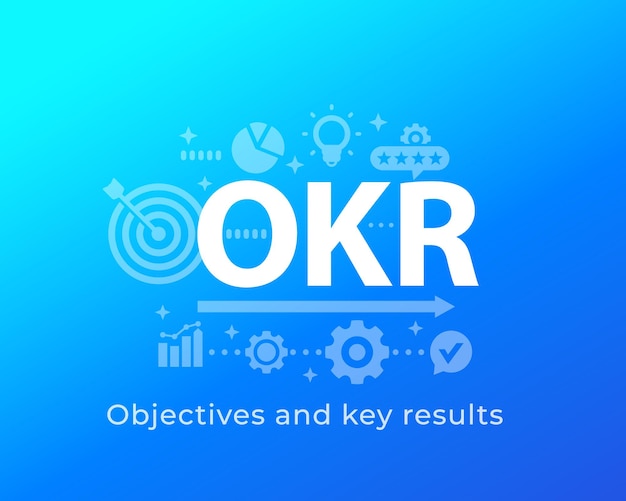 Цели OKR и векторная иллюстрация ключевых результатов