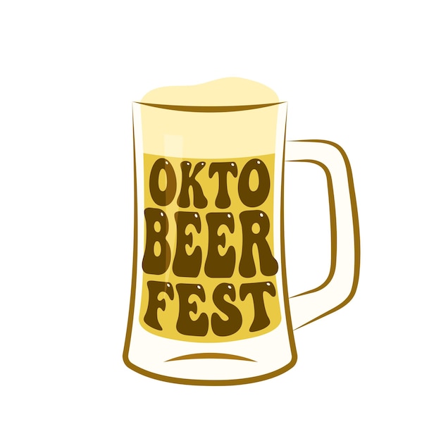 Надпись okto beer fest на кружке пива графический дизайн для традиционного фестиваля октоберфест 2023, векторная иллюстрация празднования