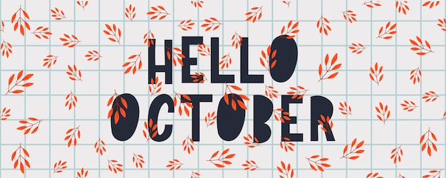 Oktober belettering tekst verkoop vector banner met kleurrijke herfstbladeren
