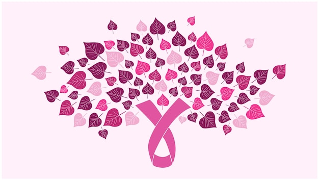 Oktober borstkanker embleem teken voor bewustzijnsmaand met roze lint symbool vectorillustratie