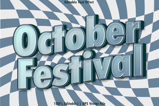 Oktober festival bewerkbaar teksteffect 3d reliëfstijl