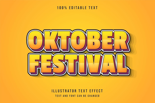 Oktober festival editable text effect with yellow gradation