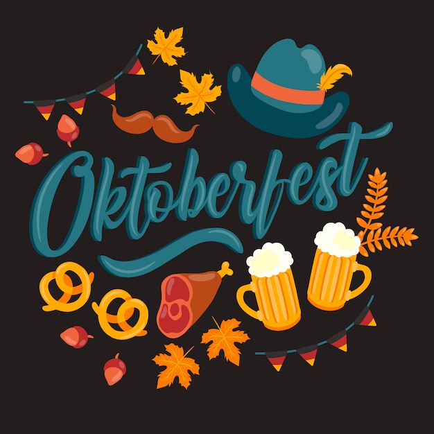 Vector oktoberfest background with traditional elements