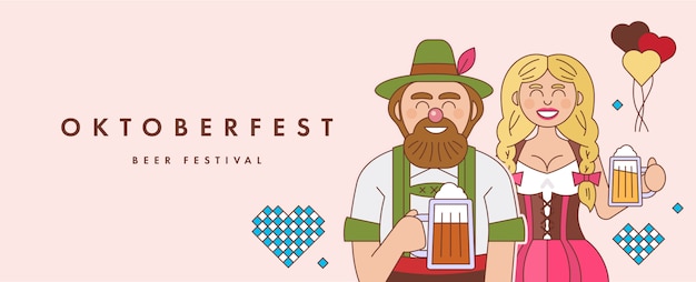 Vector oktoberfest banner template flat style