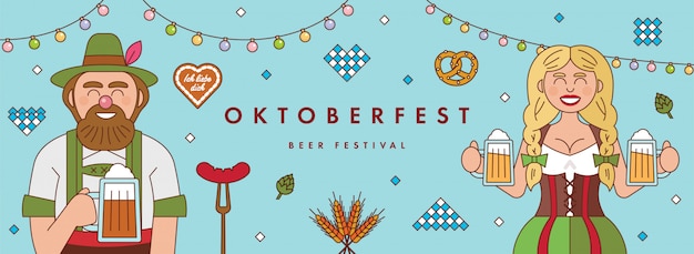 Oktoberfest banner template flat style