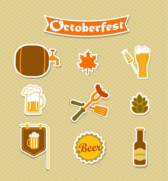 Oktoberfest beer brewery icons set.