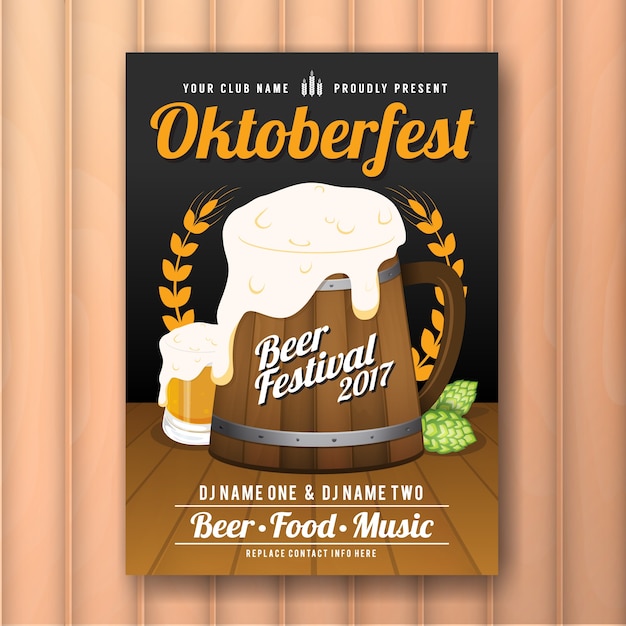 Vector oktoberfest beer festival advertisement poster and flyer template