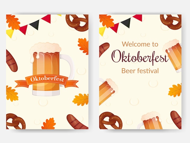 Oktoberfest beer festival banner poster set