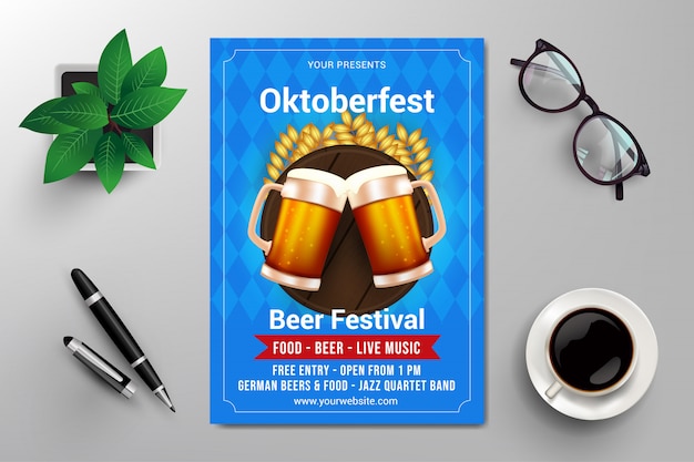 Vector oktoberfest beer festival flyer template