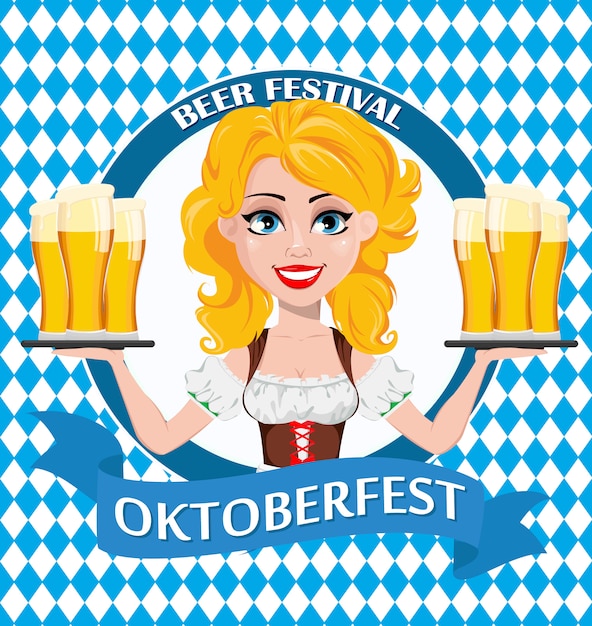 Oktoberfest, beer festival. sexy redhead girl