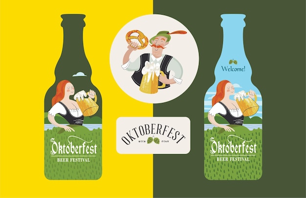 Vettore illustrazione vettoriale del festival della birra dell'oktoberfest