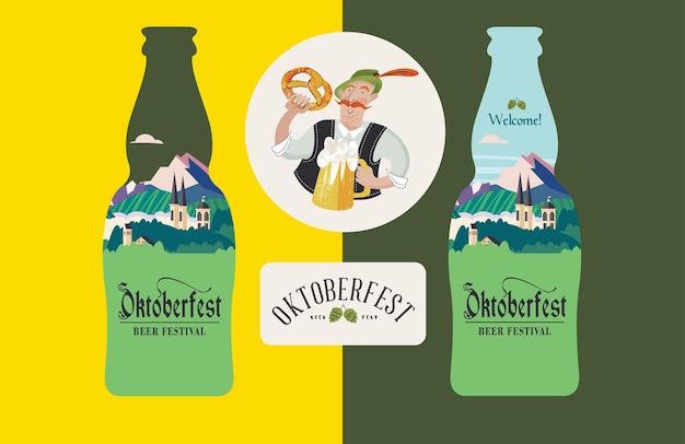 Vettore illustrazione vettoriale del festival della birra dell'oktoberfest