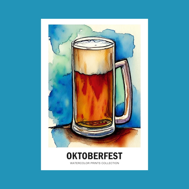 Oktoberfest Beer Lover Watercolor Illustration