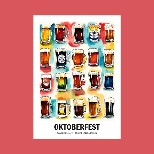 Oktoberfest Beer Lover Watercolor Illustration