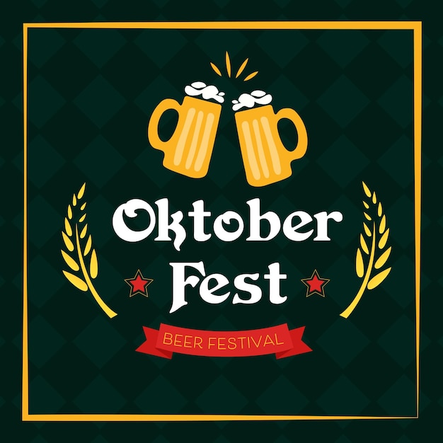 oktoberfest bierfestival post banner sjabloon gele rode strook ster
