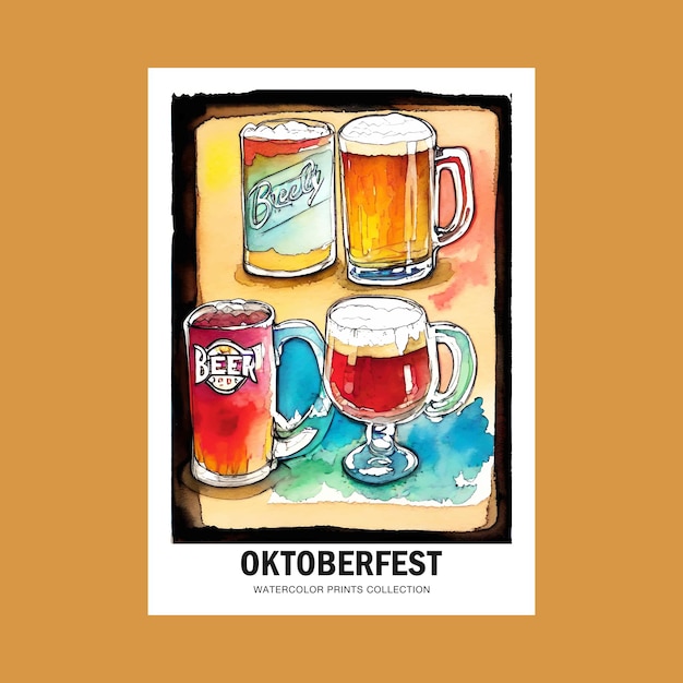 Oktoberfest Bierliefhebber Aquarel Illustratie
