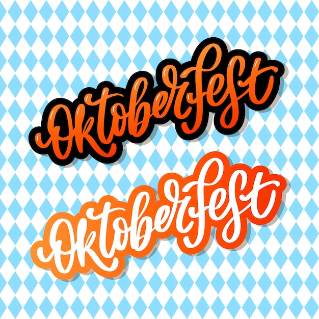 Vector oktoberfest celebration background. happy oktoberfest in german lettering typography. beer festival decoration badge icon.