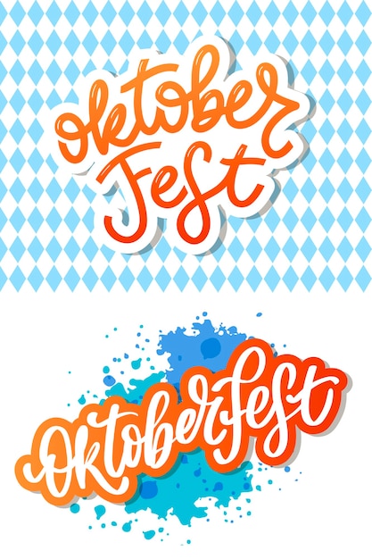 Vector oktoberfest celebration background. happy oktoberfest in german lettering typography. beer festival decoration badge icon.