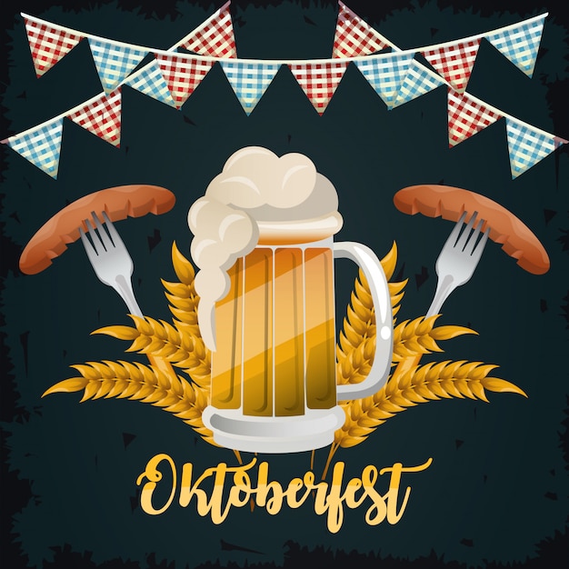 Vector oktoberfest celebration, beer festival design