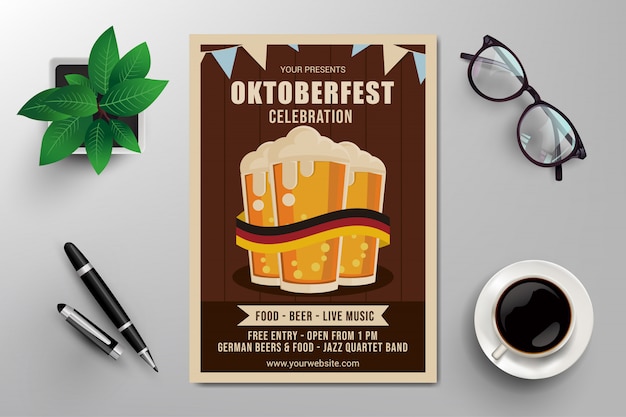 Vector oktoberfest celebration flyer template