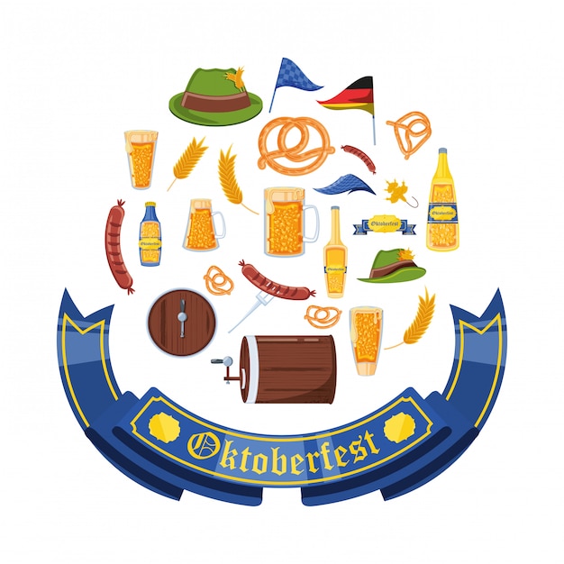 Oktoberfest celebration set icons