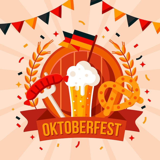 Oktoberfest-concept met bier en krakeling