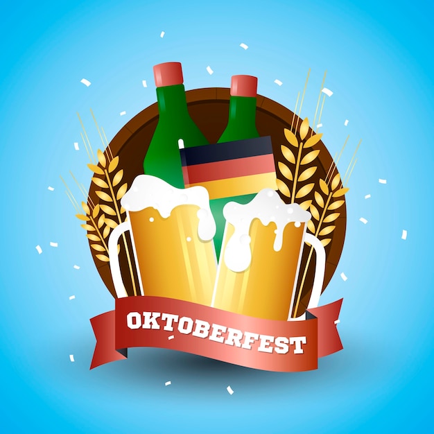 Vettore concetto di oktoberfest con colore gradiente