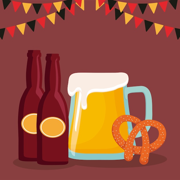 Oktoberfest festival ontwerp met pictogram vectot ilustration