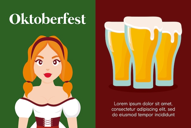 Oktoberfest festival ontwerp met pictogram vectot ilustration