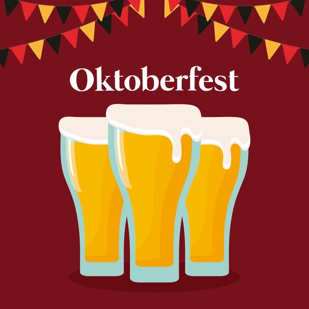 Oktoberfest festival ontwerp met pictogram vectot ilustration