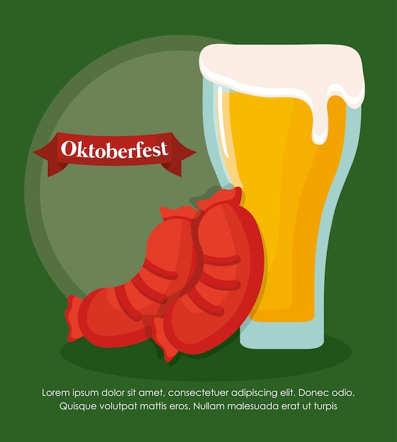 Oktoberfest festival ontwerp met pictogram vectot ilustration