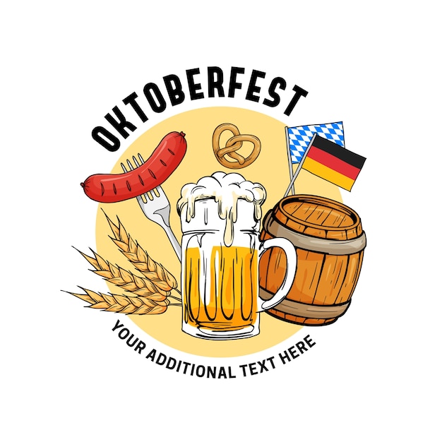 Illustrazione disegnata a mano di vettore di oktoberfest.