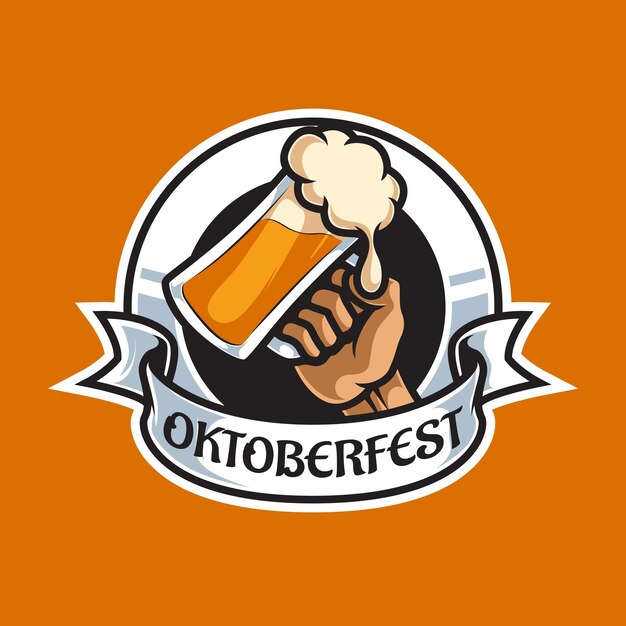 Oktoberfest holding beer badge logo