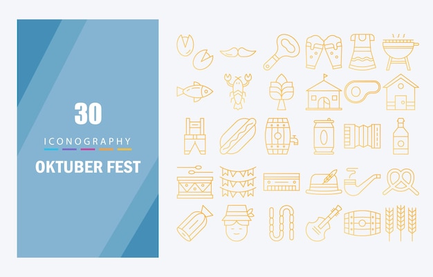 Vector oktoberfest icon pack line gradient