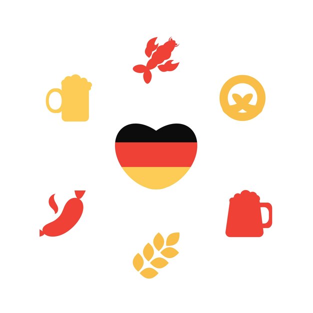 Oktoberfest icons set in silhouettes. Beer festival. Vector