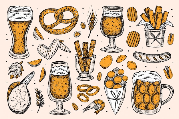 Oktoberfest illustraties, set elementen.