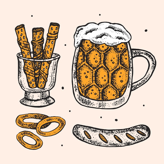 Oktoberfest illustraties, set elementen.