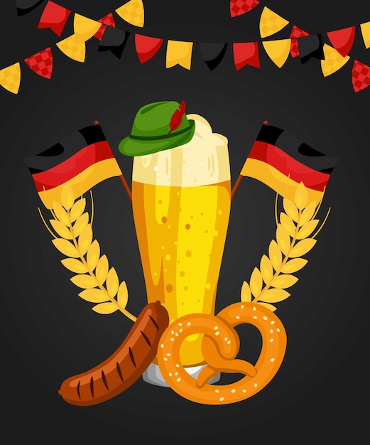 Oktoberfest illustration beer poster vector germany tradition