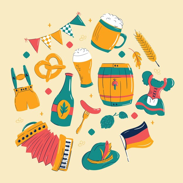 Vector oktoberfest illustration set