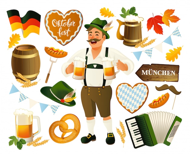 Oktoberfest instellen vector achtergrond.