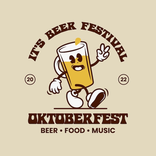 oktoberfest. kawaii characters friends beer.  fanny template flat illustration