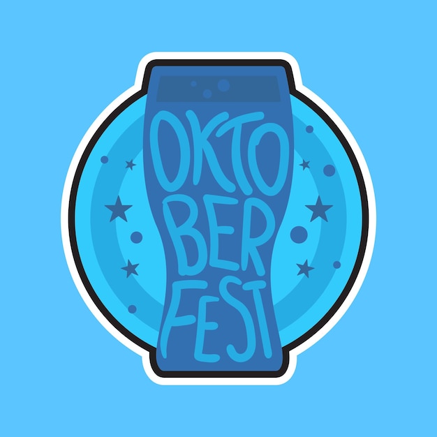 Oktoberfest Lettering. Beer festival handmade design element for badge, sticker, poster and print, t-shirt, apparel. Vector