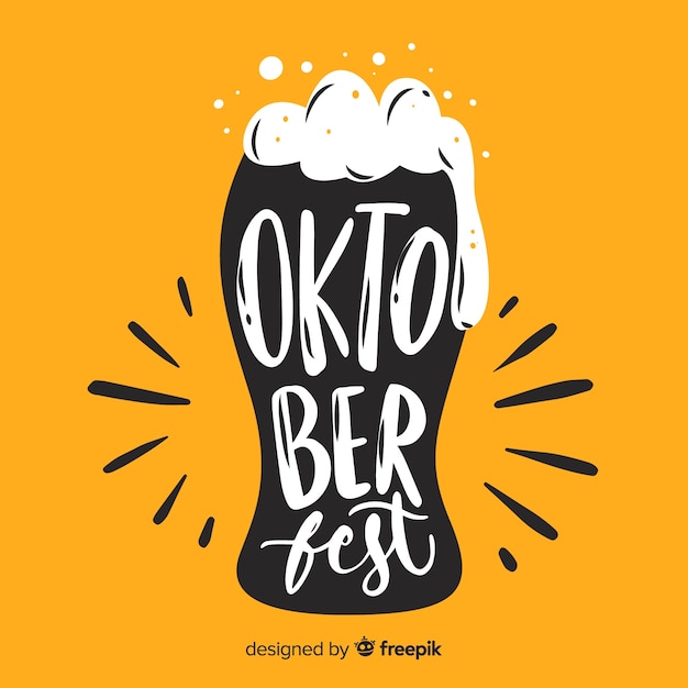 Vettore lettering oktoberfest con sfondo giallo