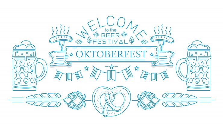 Vector oktoberfest lijn logo ontwerp. welkom op het bierfestival. uitnodiging voor het bierfestival. illustratie